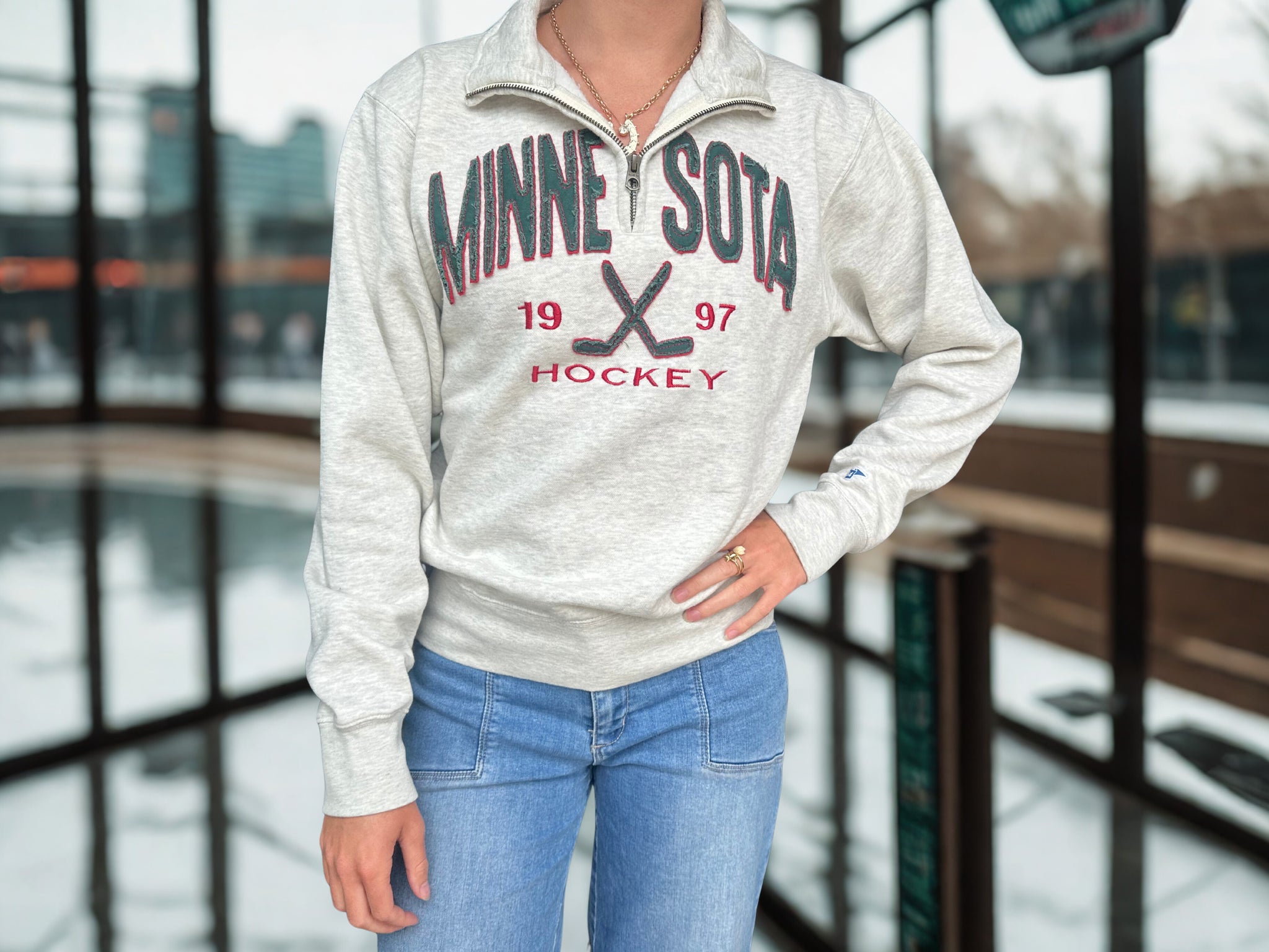 Minnesota Hockey Quarter Zip Sweatshirt [Oatmeal]