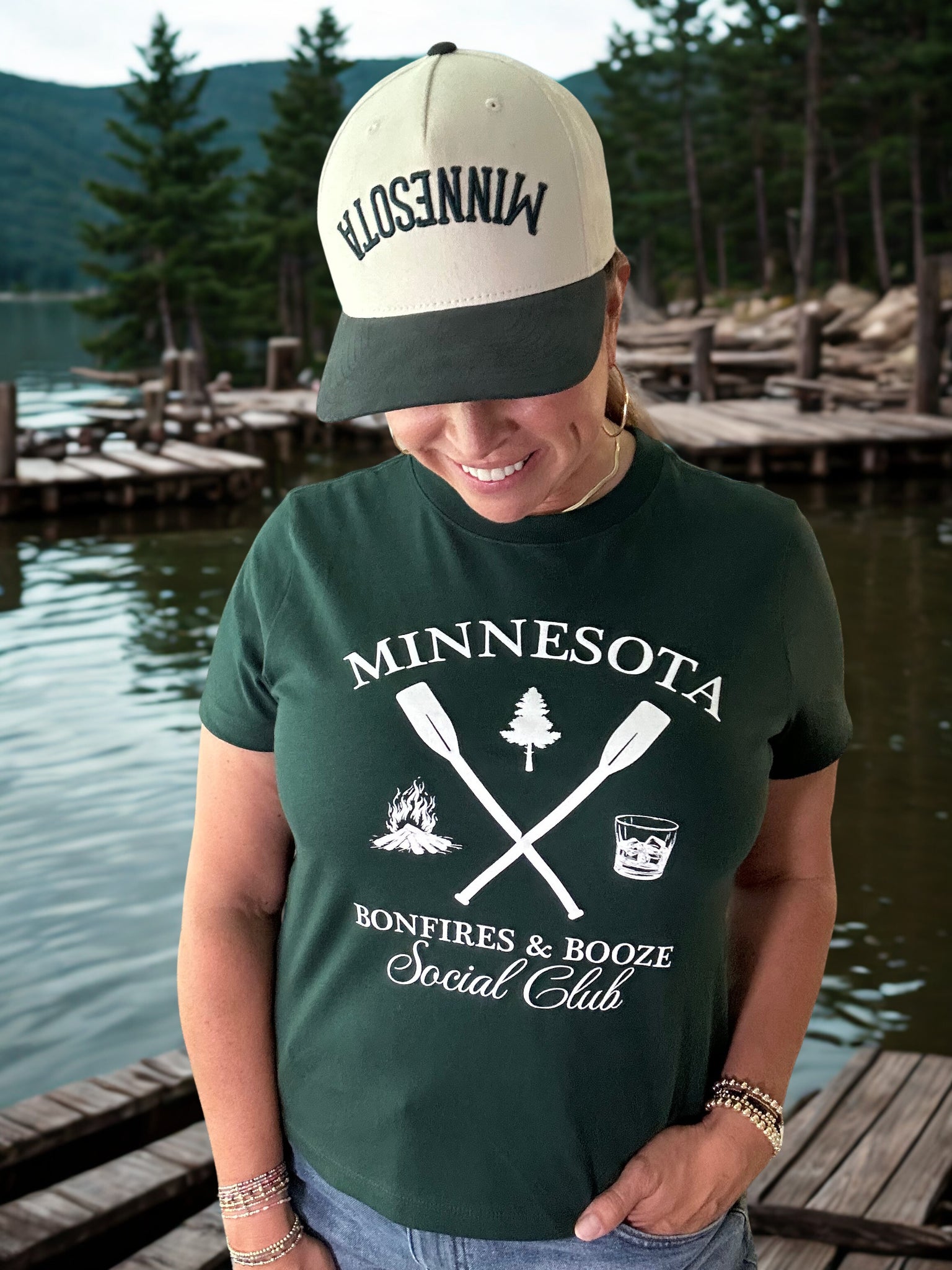 Minnesota Bonfires and Booze Tee [Forest Green]