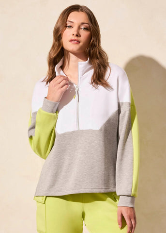 Long Sleeve Color Block Mock Top [Apple-2167O]
