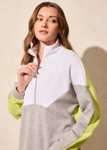 Long Sleeve Color Block Mock Top [Apple-2167O]