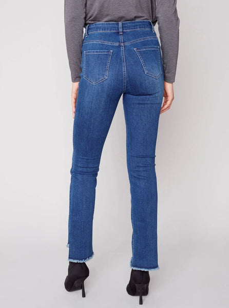 Assymetrical Hem Bootcut Pants [Blue Jean-C5429]