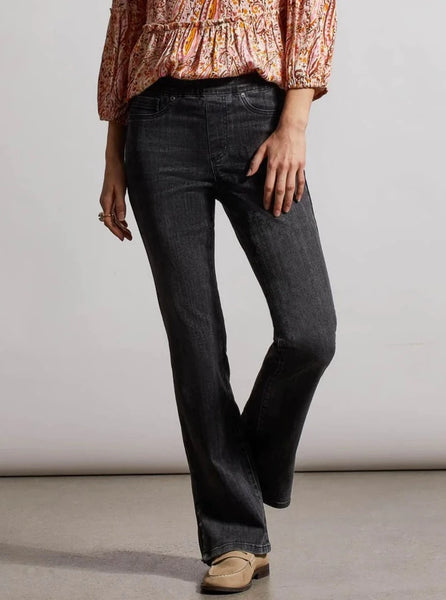 Audrey Pull On Micro Flare Jeans [Stone Black-7863O]
