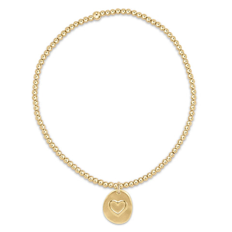 Classic Gold 2MM Bead Bracelet Inspire Love Small Gold Charm [BEXCLG2INSLOVSMG]