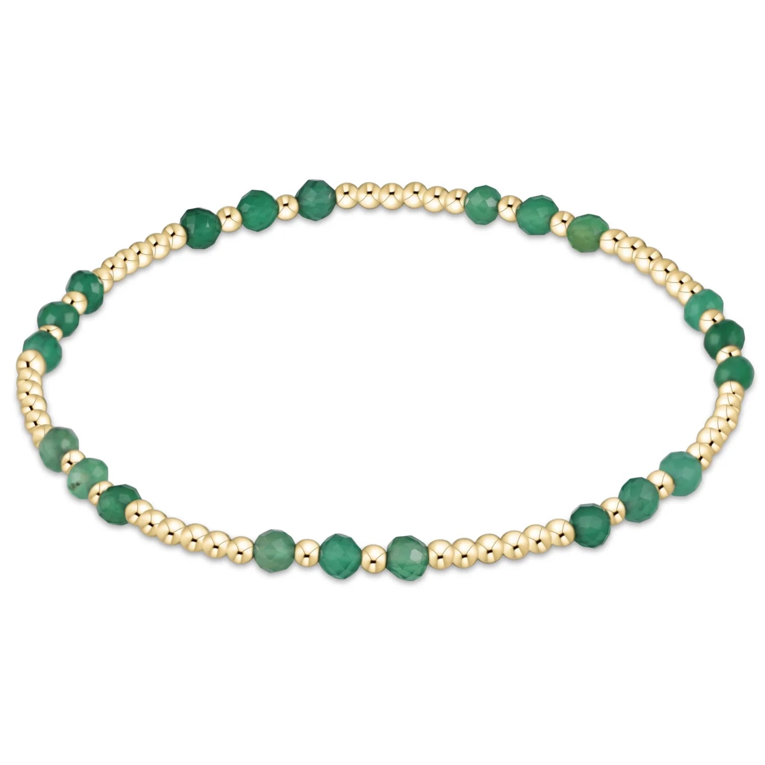 Gemstone Gold Joy Pattern 3MM Bead Bracelet Green Onyx [BGEMGJOYP3GOX]