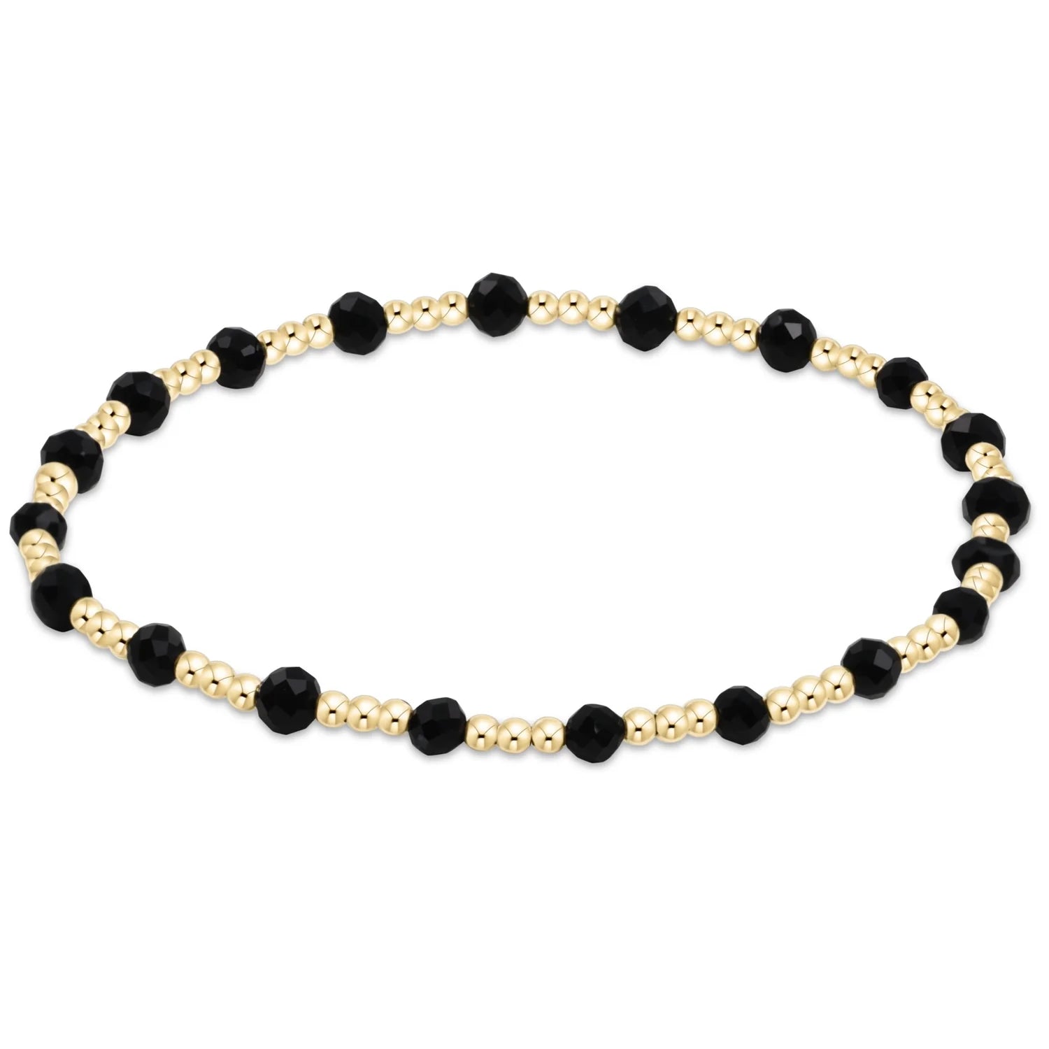 Gemstone Gold Sincerity Pattern 3MM Bead Bracelet Faceted Onyx [BGEMGSINP3FOX]