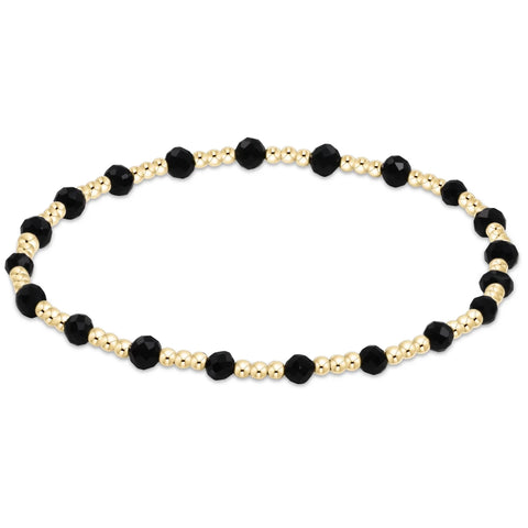 Gemstone Gold Sincerity Pattern 3MM Bead Bracelet Faceted Onyx [BGEMGSINP3FOX]