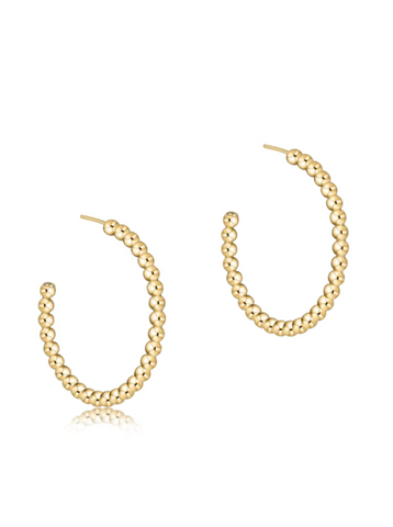 Beaded Classic 1.25" Post Hoop 3MM Gold [EBECL125PHG3]