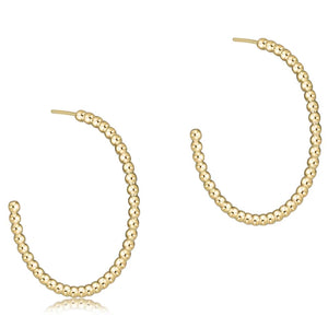 Beaded Classic 1.25" Post Hoop 2MM Gold [EBECL125PHG2]