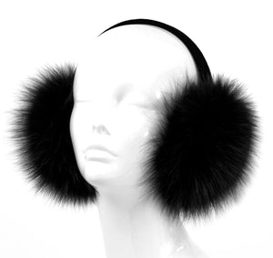 Black Fox Fur Earmuff W Black Velvet Frame [EM615F-BLCK-BFOX-BLKF-OSZ]