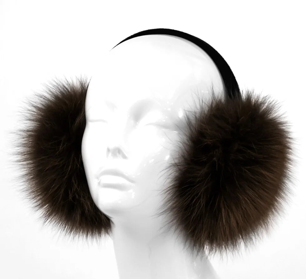 Blush Fox Fur Earmuff With Brown [EM615F-BRWN-WFOX-BLSF-OSZ]