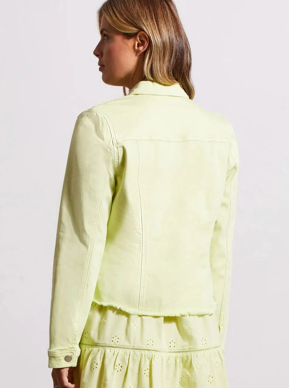 Button Front Jacket W Raw Edge Hem [Wild Lime-1762O]