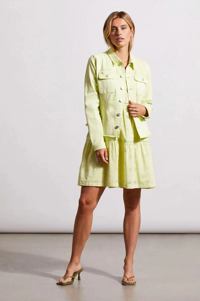 Button Front Jacket W Raw Edge Hem [Wild Lime-1762O]