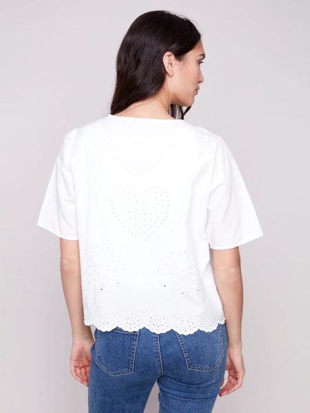 Elbow Sleeve V-Neck Cardi [White-C4601]