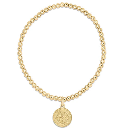 Classic Gold 3MM Bead Bracelet Blessing Gold Disc [BCLG3BLSGD]