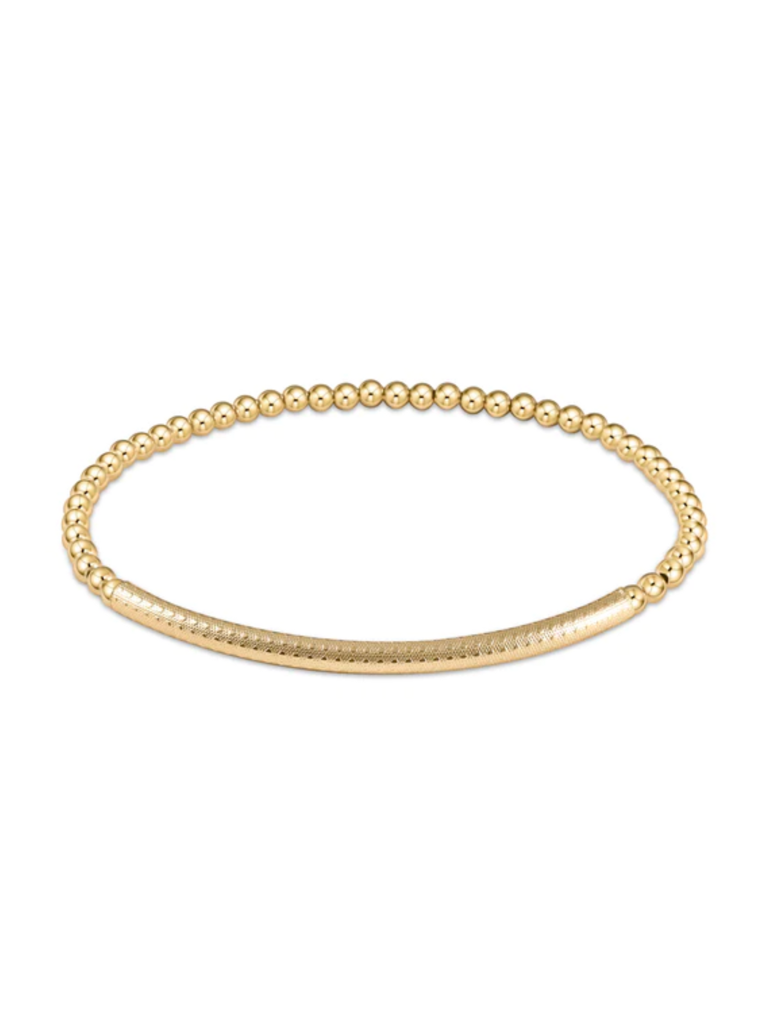 Classic Gold 3MM Bead Bracelet Bliss Bar Textured [BCLG3BBTG]