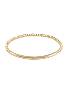 Classic Gold 3MM Bead Bracelet Bliss Bar Textured [BCLG3BBTG]