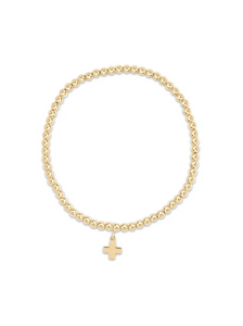 Classic Gold 3MM Bead Bracelet Signature Cross Gold Charm [BCLG3SCG]