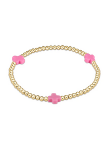 Signature Cross Gold Pattern 3MM Bead Bracelet Mint [BSCGP3BP]