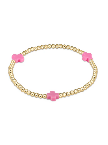 Signature Cross Gold Pattern 3MM Bead Bracelet Mint [BSCGP3BP]