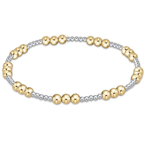 Classic Joy Pattern 4MM Bead Bracelet Mixed Metal [BCLJOYPMXM4]