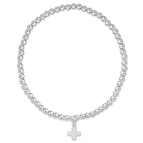 Classic Sterling 3MM Bead Bracelet Signature Cross Charm [BCLSS3SCS]