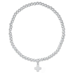 Classic Sterling 3MM Bead Bracelet Signature Cross Charm [BCLSS3SCS]