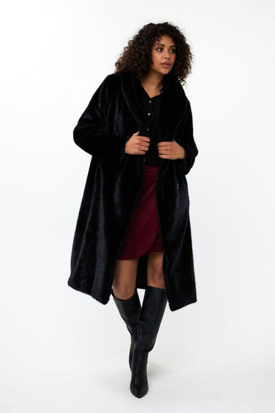 Coat Shawl Collar Fake Fur [000-F2437517]