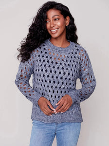 Crewneck Cable Knit Plushy Sweater [H Denim-C2541]