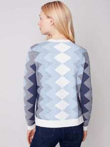 Crewneck Plushy Sweater Zig Zag Design [Snowflake-C2520]