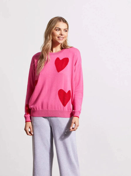 Crewneck Sweater W Pointelle Heart [H Pink-5449O]