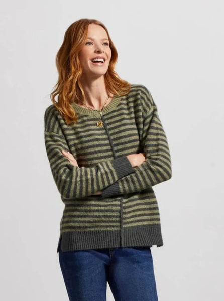 Crewneck Sweater W Slits [Mosstone-1489O]