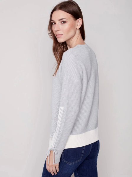 Crewneck Sweater With Color Blocking [H Grey-C2573]