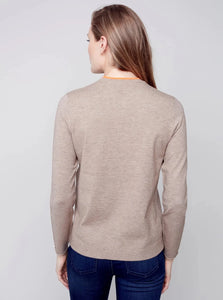Crewneck Sweater With Side Diagonal Zipper Detail [H Truffle-C2571]