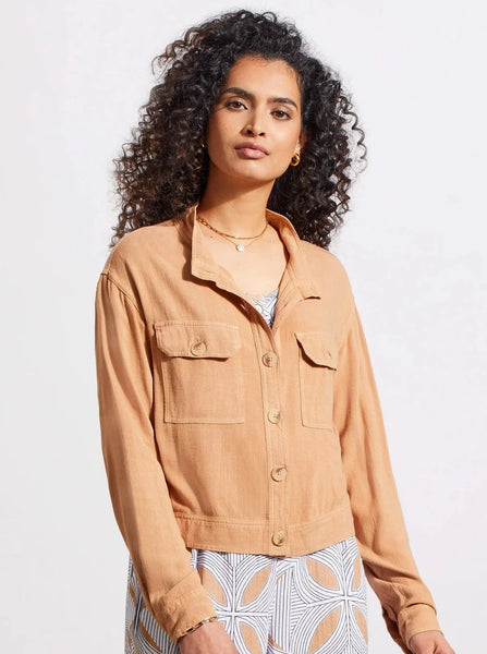 Crop Jacket W Pockets [Caramel-6889O]