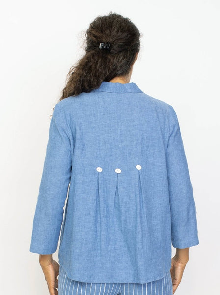 Easy Linen Pleat Back Shirt [Twilight-41535]