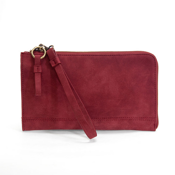 Faux Suede Karina Convertible Wristlet [Rust-L8244]