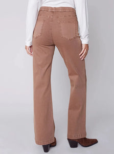 Flare Pull On Pant With Side Button On Pocket [Truffle-C5459]