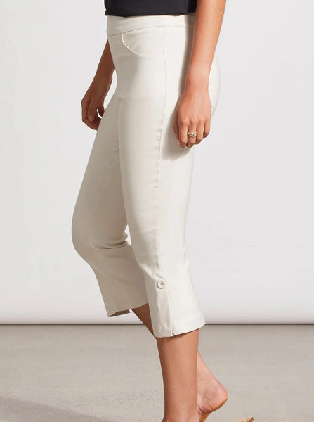 Flatten It Pull On Capri W Side Buttons [White-1265O]