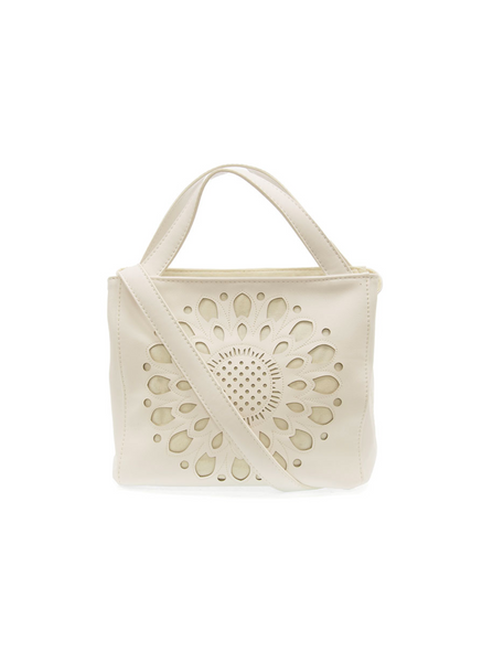 Flora Laser Cut Out Crossbody [White-L8225]