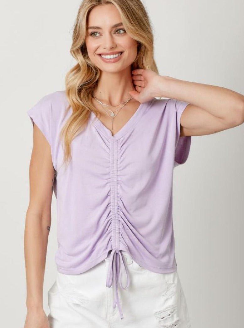 Front Ruched Modal Top [Lavender-20020C] Ooh La La Boutique