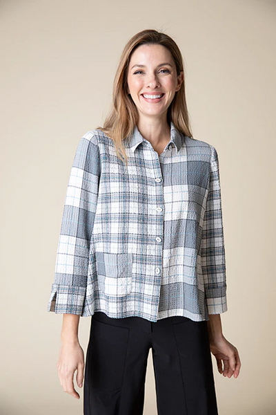 Girl Gone Plaid Mixed Shirt [Winter White-40790]