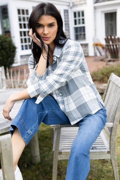 Girl Gone Plaid Mixed Shirt [Winter White-40790]