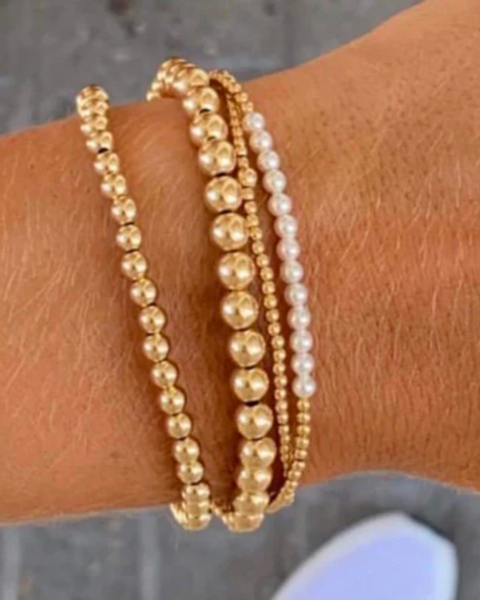 Gold Bliss 3MM Bead Bracelet Pearl [BGBL2PE]