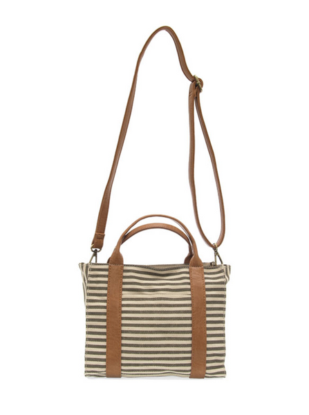 Gwen Striped Canvas Tote [Natural/White-L8169]