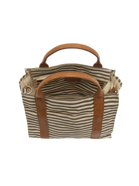 Gwen Striped Canvas Tote [Natural/White-L8169]