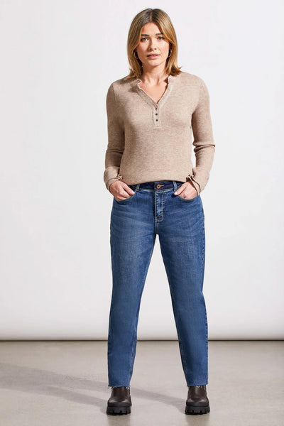 Henley Top With Buttons [Oatmeal-5671O]