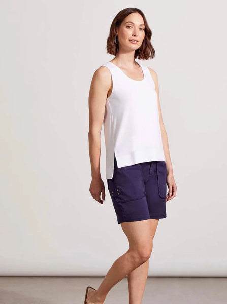 Hi Lo Tank Top With Special Wash Effect [White-5358O]