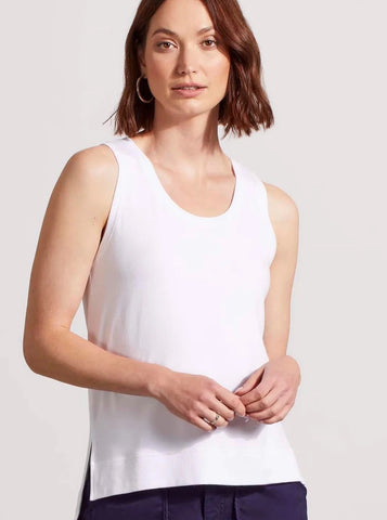 Hi Lo Tank Top With Special Wash Effect [White-5358O]
