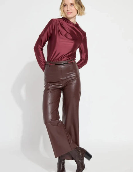 High Waist Vegan Leather [Deep Burgandy-10-3253-M8]