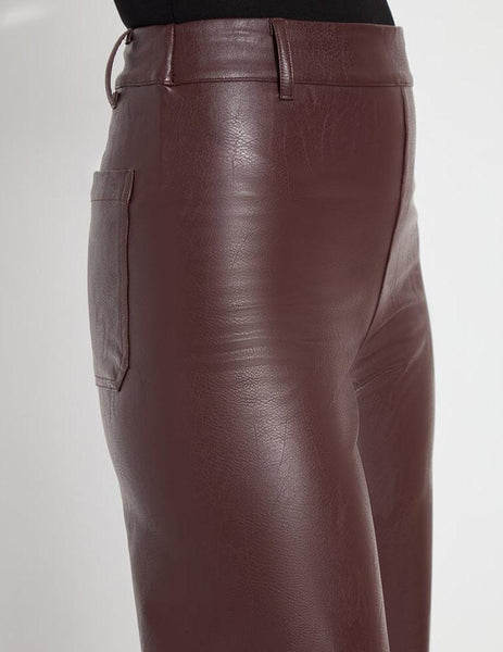 High Waist Vegan Leather [Deep Burgandy-10-3253-M8]